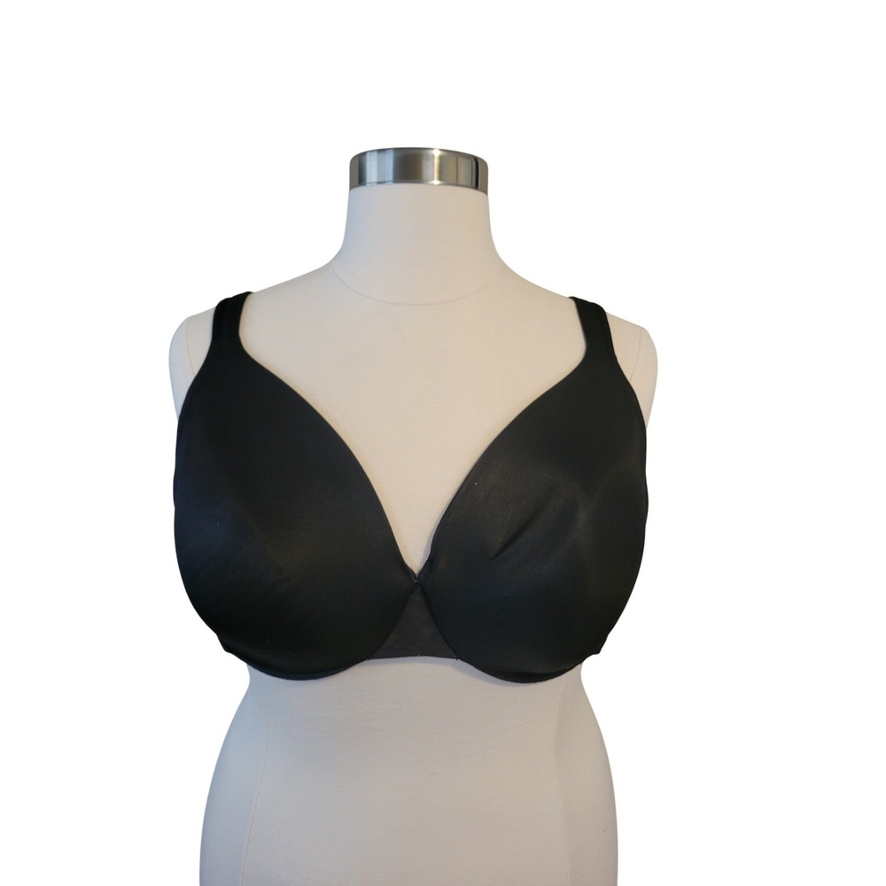 Cacique Full Coverage Underwire Bra Women 44DD Black Good Smooth Molded Cup